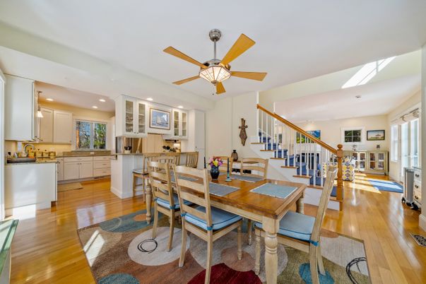 Dining room, Interior, Kitchen, Recessed Lighting, Wood Texture Flooring