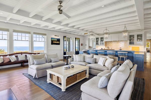 Interior, Kitchen, Living room, Pendant Lights, Recessed Lighting, Water, Wood Texture Flooring