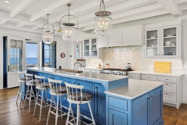 Interior, Kitchen, Pendant Lights, Water, Wood Texture Flooring