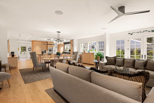 Dining room, Interior, Kitchen, Living room, Pendant Lights, Recessed Lighting, Wood Texture Flooring