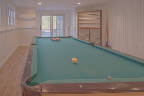 Billiard Table, Game Room, Interior, Recessed Lighting, Wood Texture Flooring