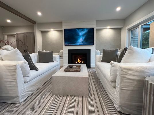 Fireplace, Interior, Living room, Recessed Lighting