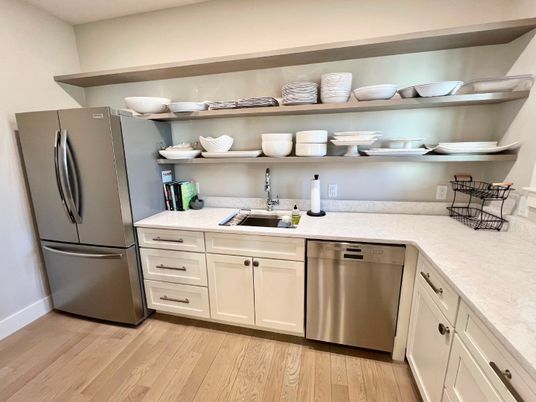Interior, Kitchen, Stainless Steel Appliances, Wood Texture Flooring