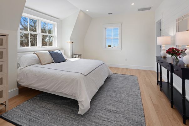 Bedroom, Interior, Recessed Lighting, Water, Wood Texture Flooring