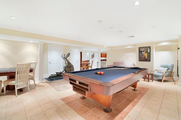 Billiard Table, Fitness Equipment, Game Room, Interior, Recessed Lighting