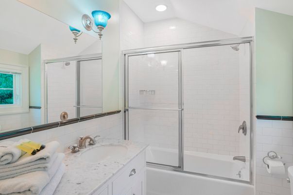 Bathroom, Glass Shower, Interior, Recessed Lighting