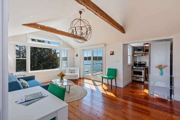Chandelier, Interior, Kitchen, Living room, Stainless Steel Appliances, Wooden Beams, Wood Texture Flooring