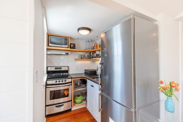 Interior, Kitchen, Stainless Steel Appliances, Wood Texture Flooring