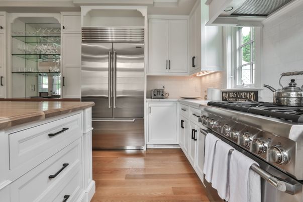 Interior, Kitchen, Stainless Steel Appliances, Wood Texture Flooring