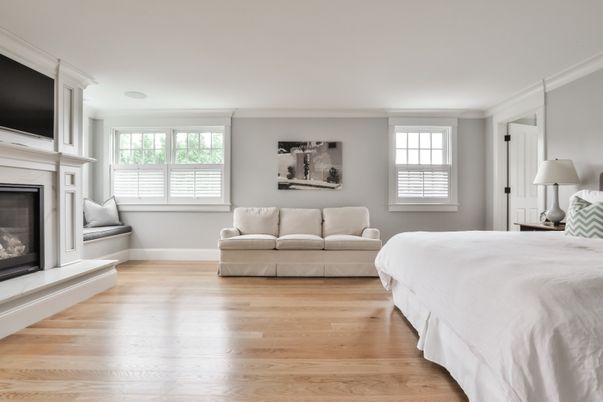 Bedroom, Fireplace, Interior, Wood Texture Flooring