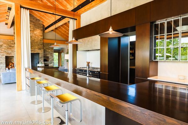 Fireplace, Interior, Kitchen, Pendant Lights, Stone Walls, Wooden Beams, Wooden Ceilings