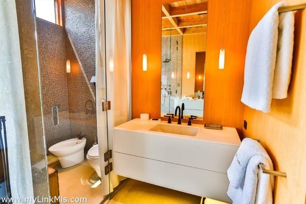 Bathroom, Glass Shower, Interior, Pendant Lights