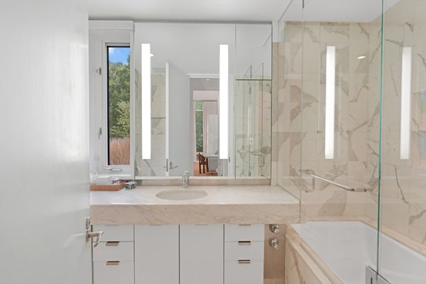 Bathroom, Glass Shower, Interior, Marble Walls
