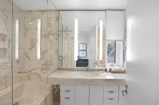 Bathroom, Glass Shower, Interior, Marble Walls