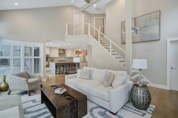 Interior, Kitchen, Living room, Recessed Lighting, Stainless Steel Appliances, Wood Texture Flooring