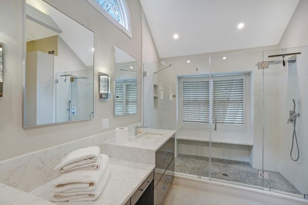 Bathroom, Glass Shower, Interior, Recessed Lighting