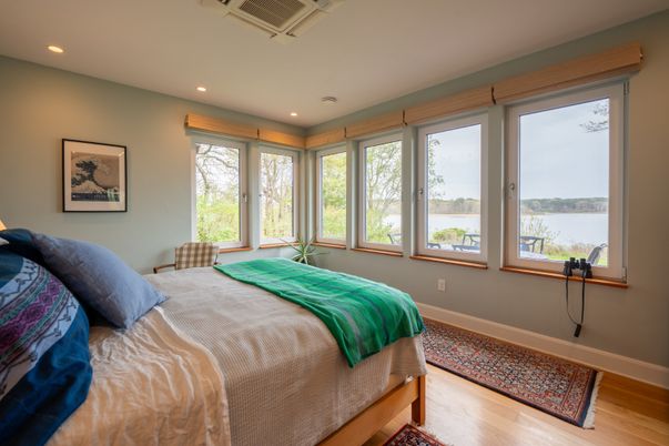 Bedroom, Interior, Recessed Lighting, Water, Wood Texture Flooring