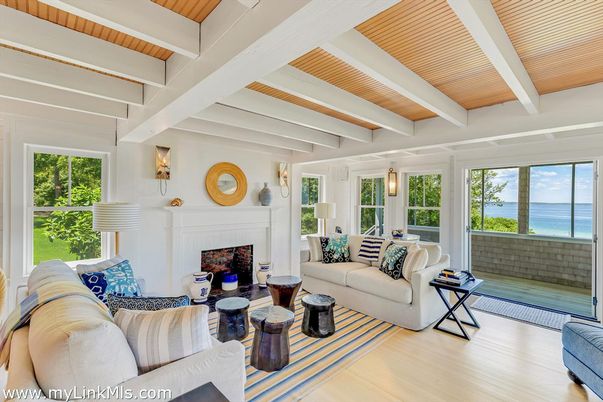Fireplace, Interior, Living room, Water, Wooden Beams, Wooden Ceilings, Wood Texture Flooring