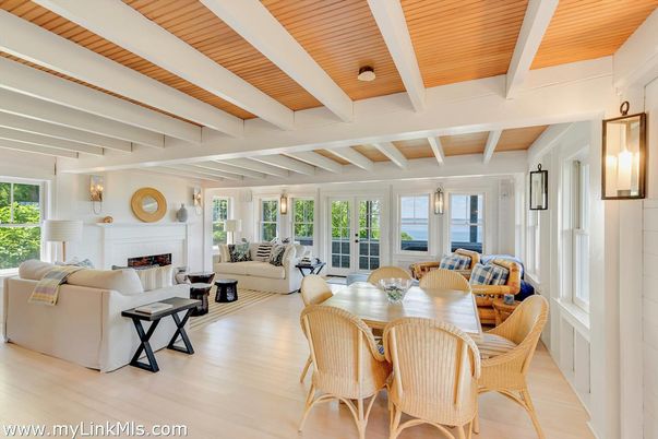 Dining room, Fireplace, Interior, Living room, Wooden Ceilings, Wood Texture Flooring