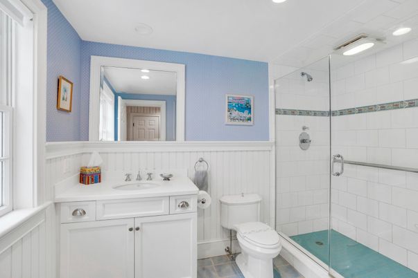 Bathroom, Glass Shower, Interior, Recessed Lighting