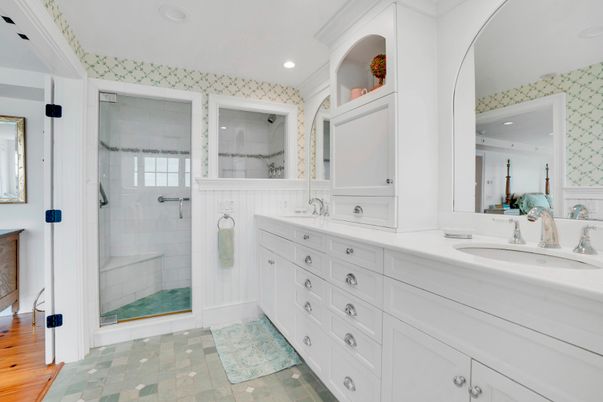 Bathroom, Dual Sink Vanities, Glass Shower, Interior, Recessed Lighting