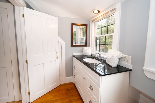 Bathroom, Interior, Recessed Lighting, Wood Texture Flooring