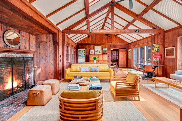 Fireplace, Interior, Living room, Wooden Beams, Wood Texture Flooring, Wooden Walls