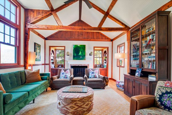 Fireplace, Interior, Living room, Wooden Beams, Wood Texture Flooring