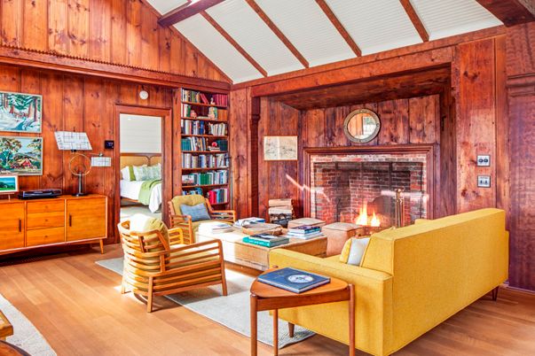 Fireplace, Interior, Living room, Wood Texture Flooring, Wooden Walls