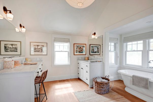 Bathroom, Free Standing Baths, Interior, Wood Texture Flooring
