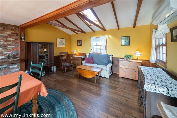 Interior, Living room, Stone Walls, Wooden Beams, Wood Texture Flooring