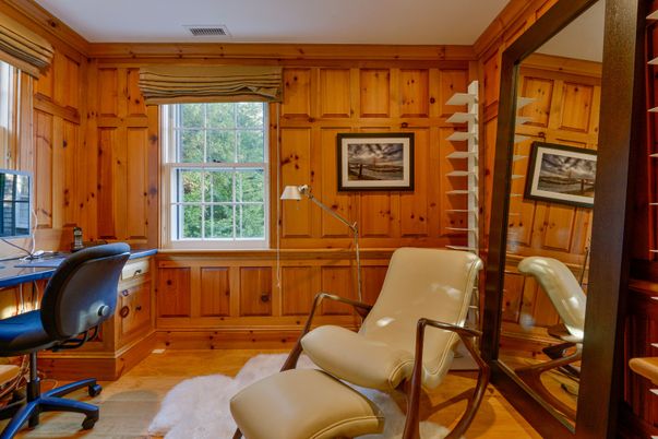 Home Office, Interior, Wood Texture Flooring, Wooden Walls