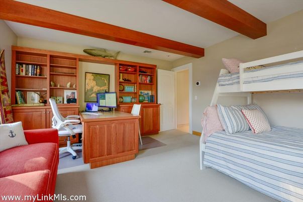 Bedroom, Home Office, Interior, Recessed Lighting, Wooden Beams