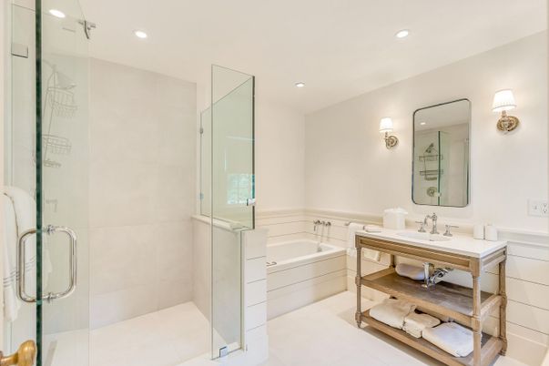 Bathroom, Glass Shower, Interior, Recessed Lighting