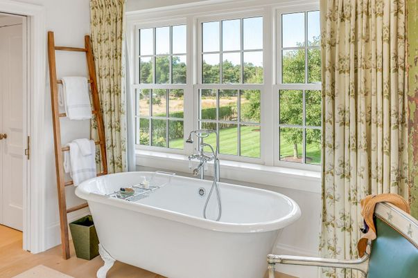 Bathroom, Free Standing Baths, Interior, Wood Texture Flooring