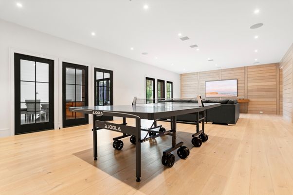 Game Room, Interior, Recessed Lighting, Wood Texture Flooring