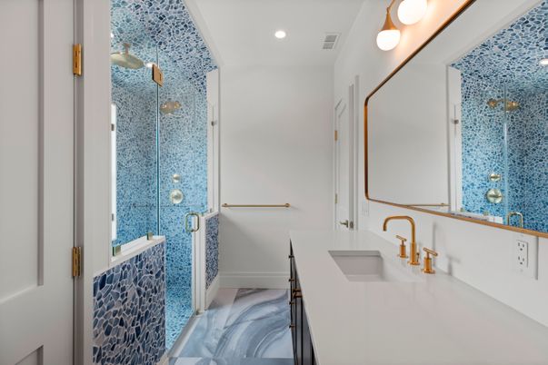 Bathroom, Glass Shower, Interior, Recessed Lighting