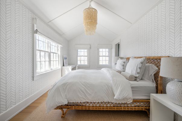 Bedroom, Chandelier, Interior, Wood Texture Flooring