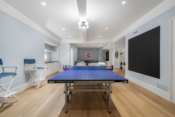 Game Room, Interior, Recessed Lighting, Wood Texture Flooring