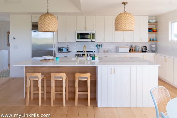 Interior, Kitchen, Pendant Lights, Stainless Steel Appliances, Wood Texture Flooring