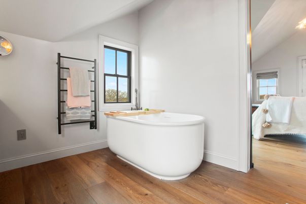 Bathroom, Free Standing Baths, Interior, Wood Texture Flooring
