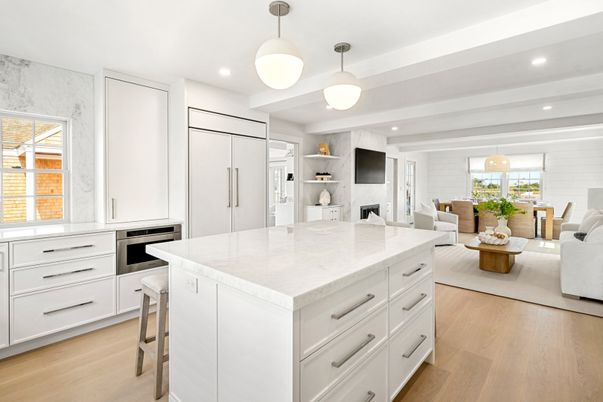 Dining room, Interior, Kitchen, Living room, Pendant Lights, Recessed Lighting, Stainless Steel Appliances, Wood Texture Flooring