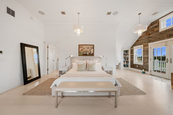 Bedroom, Interior, Pendant Lights, Wooden Walls