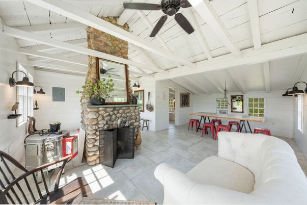 Dining room, Fireplace, Interior, Stone Walls