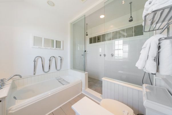 Bathroom, Glass Shower, Interior, Recessed Lighting