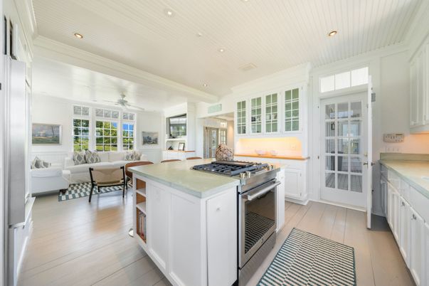 Interior, Kitchen, Living room, Recessed Lighting, Stainless Steel Appliances, Wood Texture Flooring