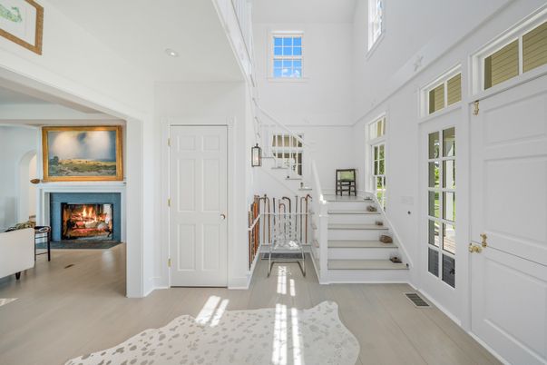 Fireplace, Interior, Recessed Lighting, Wood Texture Flooring