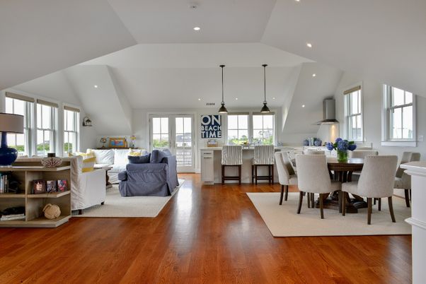 Dining room, Interior, Kitchen, Living room, Pendant Lights, Recessed Lighting, Wood Texture Flooring