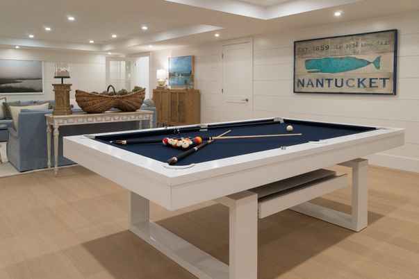 Billiard Table, Game Room, Interior, Recessed Lighting, Wood Texture Flooring