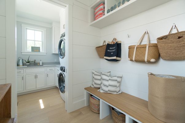 Interior, Washer, Wood Texture Flooring